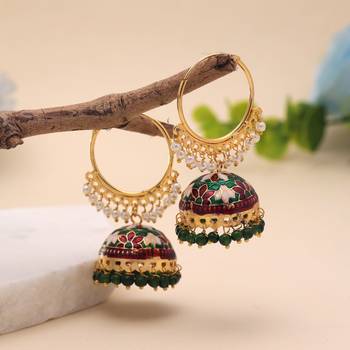 Maroon & green color meenakari earrings royal look 1