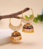 Yellow color meenakari earrings premium style