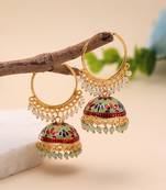 Pista green color meenakari earrings handmade finish