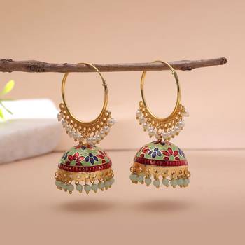 Pista green color meenakari earrings handmade finish 2