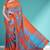 Orange ember & misty slate blue chettinad cotton saree with running blouse