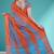 Orange ember & misty slate blue chettinad cotton saree with running blouse