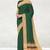 Green forest emerald & orange saffron glow banahatti cotton saree with running blouse