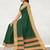 Green forest emerald & orange saffron glow banahatti cotton saree with running blouse