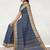 Cobalt blue & marigold amber orange chettinad cotton saree with running blouse