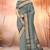 Steel grey & antique gold chettinad cotton saree with running blouse