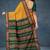 Marigold amber orange & deep teal green polycotton kalyani saree with running blouse