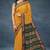 Marigold amber orange & deep teal green polycotton kalyani saree with running blouse