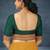 Marigold amber orange & deep teal green polycotton kalyani saree with running blouse