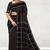 Coffee brown & midnight navy blue polycotton kalyani saree with running blouse