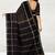 Coffee brown & midnight navy blue polycotton kalyani saree with running blouse