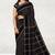 Coffee brown & midnight navy blue polycotton kalyani saree with running blouse