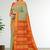 Silkly silver & vermilion orange polycotton kalyani saree with running blouse
