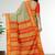 Silkly silver & vermilion orange polycotton kalyani saree with running blouse
