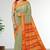 Silkly silver & vermilion orange polycotton kalyani saree with running blouse