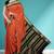 Burnt orange & dark chocolate brown polycotton kalyani saree with running blouse