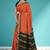 Burnt orange & dark chocolate brown polycotton kalyani saree with running blouse