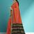 Burnt orange & dark chocolate brown polycotton kalyani saree with running blouse
