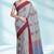 Pearl grey & rosewood pink kovai cotton saree with running blouse