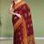 Wine red & burnt saffron kovai coimbatore cotton saree with running blouse