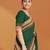 Emerald green & copper brown chettinad cotton saree with running blouse
