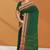 Emerald green & copper brown chettinad cotton saree with running blouse