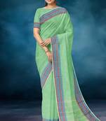Pale/mint green chettinad cotton saree with running blouse