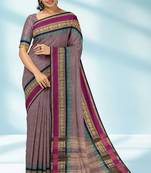 Dusty mauve & magenta pink chettinad cotton saree with running blouse