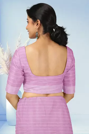 Blush pink & ivory white kovai cotton saree with running blouse