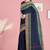 Navy blue & emerald green chettinad cotton saree with running blouse