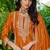 Orange embroidered chinon silk palazzo suit