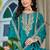 Turquoise embroidered chinon silk palazzo suit
