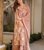 Light-peach printed cotton salwar suit