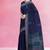 Midnight navy blue & steel grey kovai cotton saree with running blouse