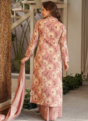 Light-peach printed cotton salwar suit 3