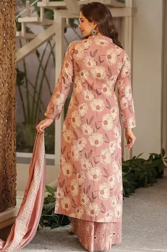 Light-peach printed cotton salwar suit