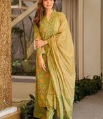 Green printed cotton salwar suit