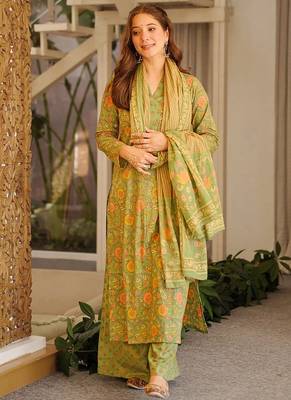 Green printed cotton salwar suit 2