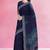 Midnight navy blue & steel grey kovai cotton saree with running blouse