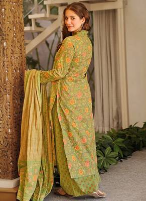 Green printed cotton salwar suit 3