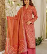 Red orange printed cotton salwar suit