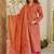 Red orange printed cotton salwar suit
