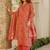 Red orange printed cotton salwar suit