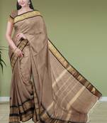 Brown walnut mist & blackwood chettinad cotton saree with running blouse