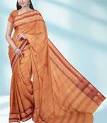 Orange ember glow & brown copper spice chettinad cotton saree with running blouse