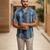 Sea blue block printed cotton shirt