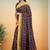 Oxford navy blue & antique marigold yellow chettinad cotton saree with running blouse