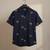 Navy blue block printed cotton shirt