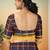Oxford navy blue & antique marigold yellow chettinad cotton saree with running blouse