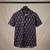 Dark blue block printed cotton shirt